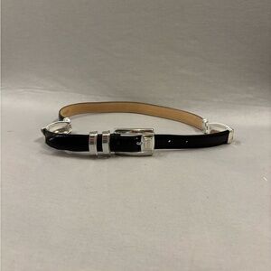 Brighton Black Leather Belt with Silver Buckle women’s size 30 classic feminine